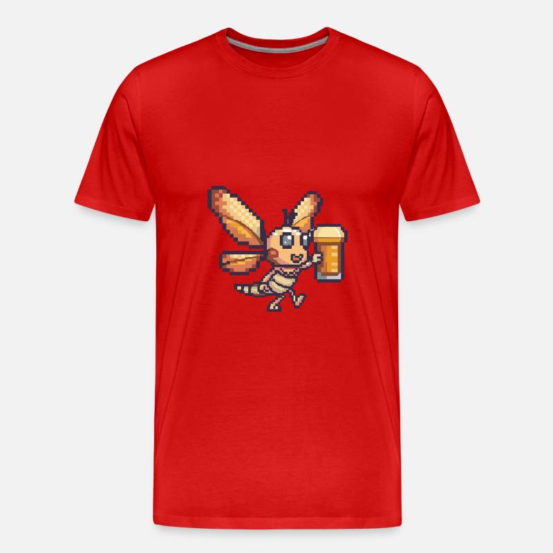 Libelle Bier Pixel - Männer Premium Bio T-Shirt - Rot