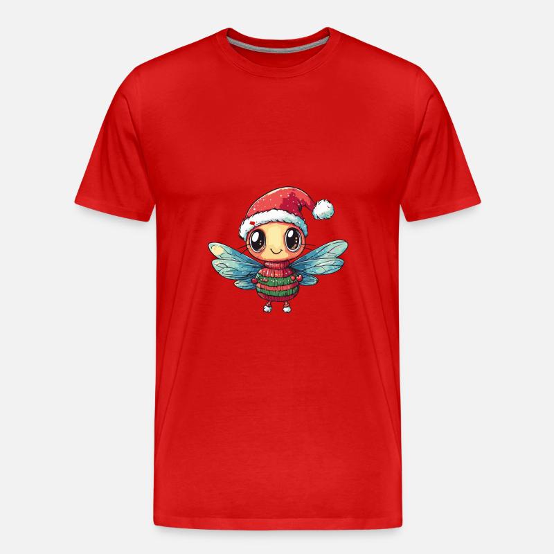 Libelle Weihnachten Comic - Männer Premium Bio T-Shirt - Rot