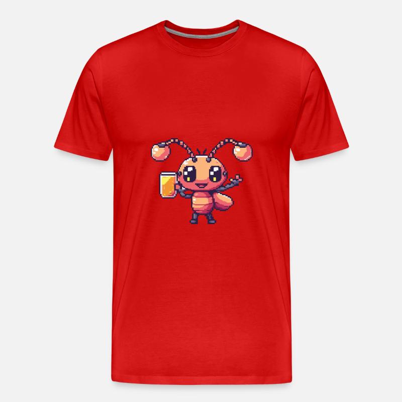 Ameise Bier Pixel - Männer Premium Bio T-Shirt - Rot