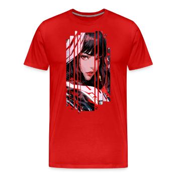 Cyborg Woman blanc kanji - T-shirt bio Premium Homme - rouge - Devant - Damien (186cm)