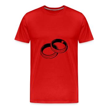 Alliances Symbole Silhouette Mariage - T-shirt bio Premium Homme - rouge - Devant - Damien (186cm)