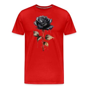 Rose noire simple avec tige obscure - T-shirt bio Premium Homme - rouge - Devant - Damien (186cm)