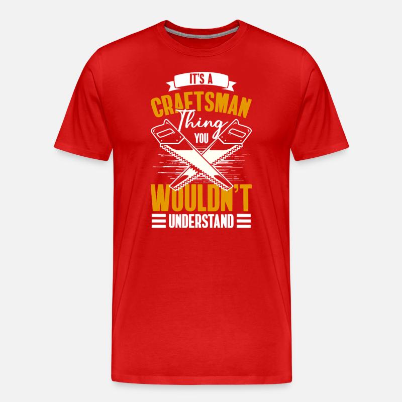 Handwerker Arbeit Baustelle Zimmermann - Männer Premium Bio T-Shirt - Rot
