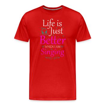 Chanteur chanteur Voix Microphone chantant - T-shirt bio Premium Homme - rouge - Devant - Damien (186cm)
