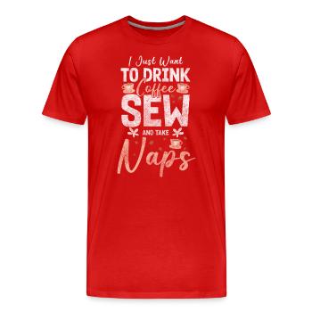 Clothing Hobby Bespoke Tailor Knitting - Men's Premium Organic T-Shirt - red - Front - Damien (186cm)