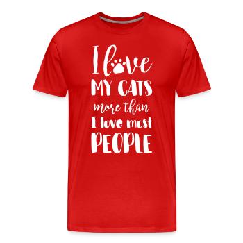 CHER CHAT AMOUR CHATS MIETZE KITTY MIAU MOTIF - T-shirt bio Premium Homme - rouge - Devant - Damien (186cm)