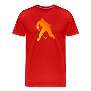 Joueuse de hockey sur glace Hockey sur glace Hockey sur glace - T-shirt bio Premium Homme - rouge - Devant - Damien (186cm)