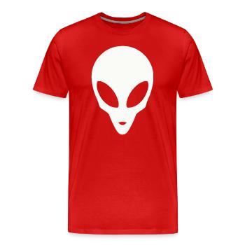 Silhouette of an alien head - Men's Premium Organic T-Shirt - red - Front - Damien (186cm)