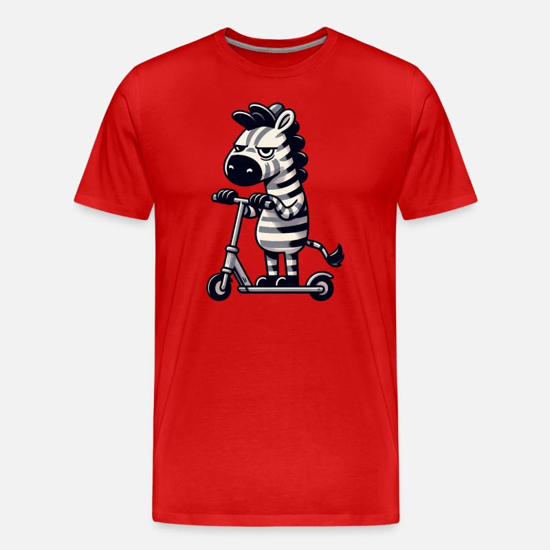 Zebra Kickroller Skurril Lustig Comic - Männer Premium Bio T-Shirt - Rot