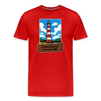 Vacances à Ameland Lighthouse - T-shirt bio Premium Homme - rouge - Devant - Damien (186cm)