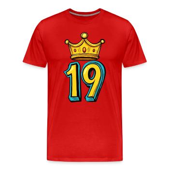19 Couronne de chiffres - T-shirt bio Premium Homme - rouge - Devant - Damien (186cm)