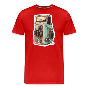 Caméra rétro - T-shirt bio Premium Homme - rouge - Devant - Damien (186cm)