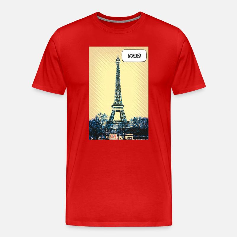 Eiffel Pop Art Paris - Männer Premium Bio T-Shirt - Rot