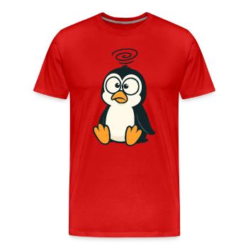 Mignon confus pingouin dessin animé louche étourdi - T-shirt bio Premium Homme - rouge - Devant - Damien (186cm)