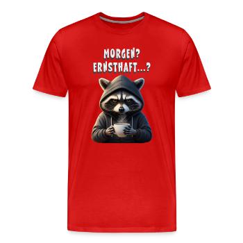 Morgenmuffel Waschbär mit Kaffee - T-shirt bio Premium Homme - rouge - Devant - Damien (186cm)