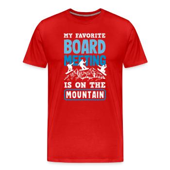 Snowboarding Snowboard Meeting Chairlift - Men's Premium Organic T-Shirt - red - Front - Damien (186cm)