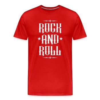 Rock'n'Roll-Vintage-Typografie - Männer Premium Bio T-Shirt - Rot - Vorne - Damien (186cm)