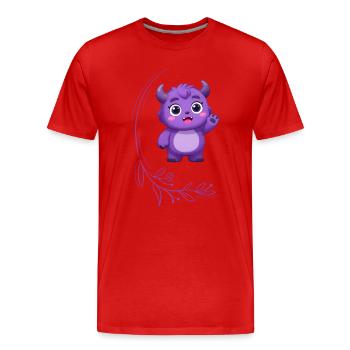 Niedliches, winkendes lila Monsterchen - Männer Premium Bio T-Shirt - Rot - Vorne - Damien (186cm)