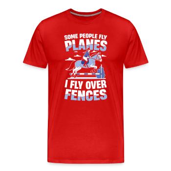  Einzigartige Reitsport Leidenschaft: Ich Fliege - Männer Premium Bio T-Shirt - Rot - Vorne - Damien (186cm)