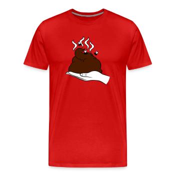 Hold hand fly stink shit poop heap excrement odd p - Men's Premium Organic T-Shirt - red - Front - Damien (186cm)