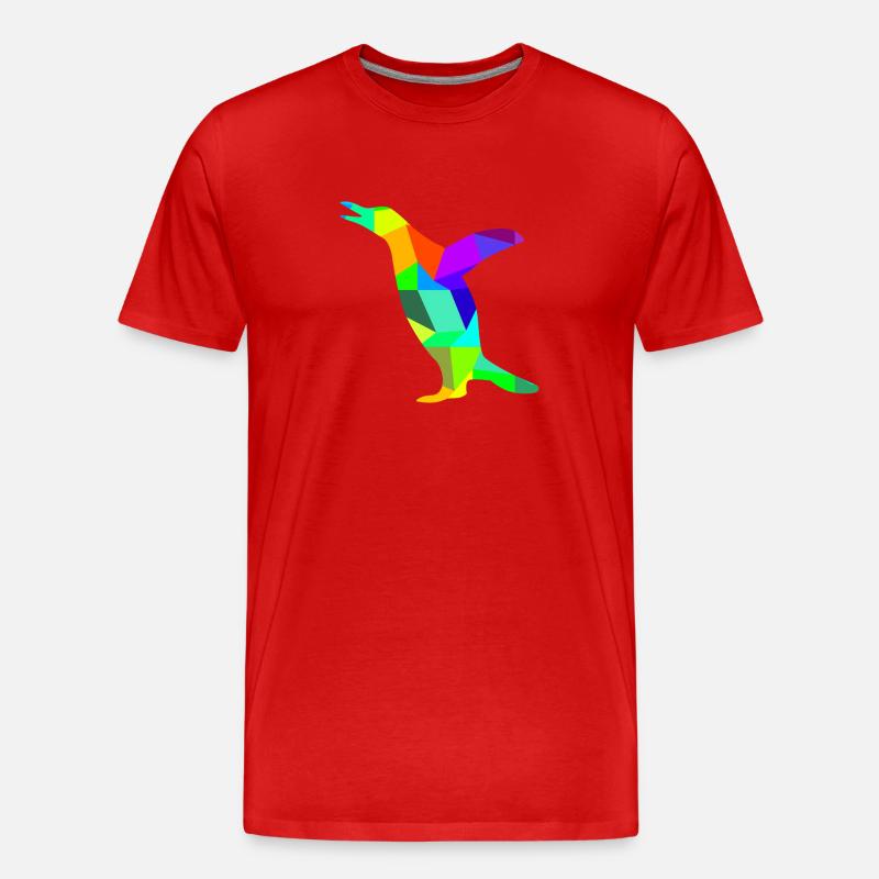 Pinguin Regenbogen Tiere Polygon - Männer Premium Bio T-Shirt - Rot