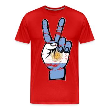 Drapeau de l’Argentine Symbole de la paix utilisé - T-shirt bio Premium Homme - rouge - Devant - Damien (186cm)