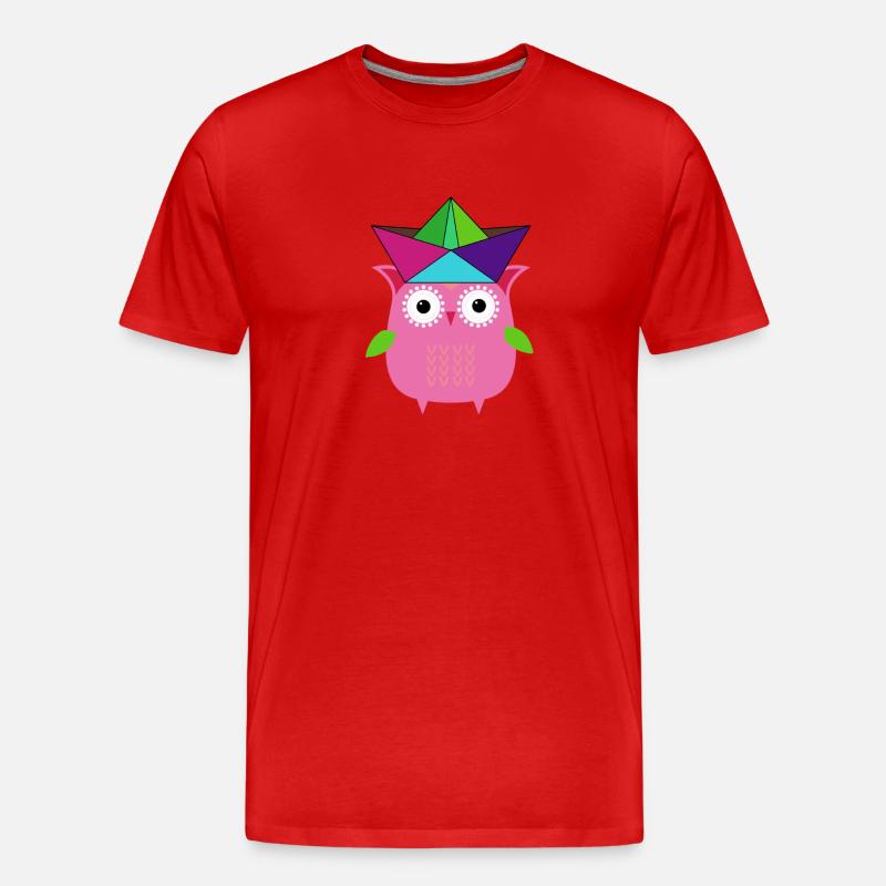 eule ,boot,papierhut,bunt,illustration,pink - Männer Premium Bio T-Shirt - Rot