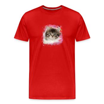 kitten,cat,graffiti,painting, Maine Coon cat, - Men's Premium Organic T-Shirt - red - Front - Damien (186cm)