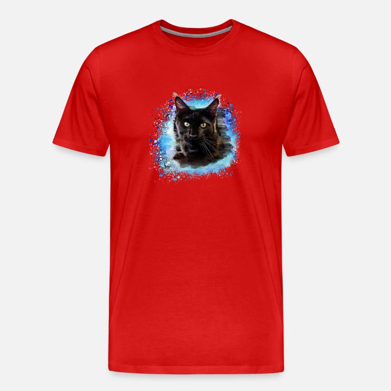 maincoon,katze,graffiti,malerei, Maine-Coon-Katze - Männer Premium Bio T-Shirt - Rot