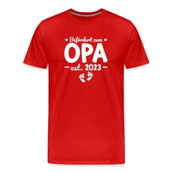 Werdender Opa Geschenk Schwangerschaft 2023 - Männer Premium Bio T-Shirt - Rot - Vorne - Damien (186cm)