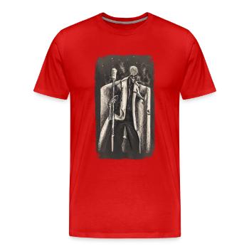 Halloween Singer - Männer Premium Bio T-Shirt - Rot - Vorne - Damien (186cm)