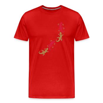 Quatre geckos 2c - T-shirt bio Premium Homme - rouge - Devant - Damien (186cm)
