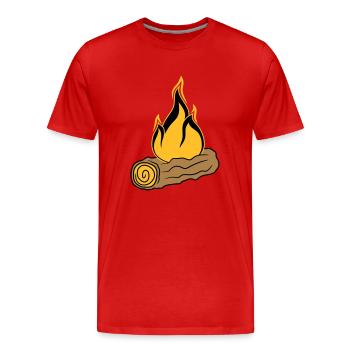 holz ast wald baum stamm holzscheid waldbrand bran - Männer Premium Bio T-Shirt - Rot - Vorne - Damien (186cm)