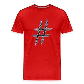 hashtag # - Männer Premium Bio T-Shirt - Rot - Vorne - Damien (186cm)
