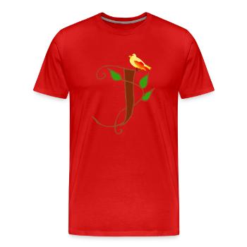 canary j - Men's Premium Organic T-Shirt - red - Front - Damien (186cm)
