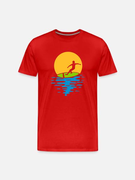 Evening Sun Surfer - Men's Premium Organic T-Shirt - red