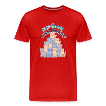 team familie katze hundesport elternzeit witzig - Männer Premium Bio T-Shirt - Rot - Vorne - Damien (186cm)