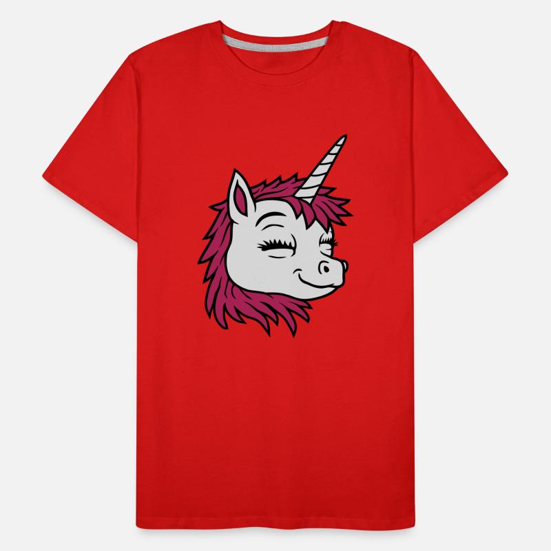 Tête joyeuse licorne comique T-shirt bio Premium Homme