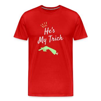 Halloween He's my trick - T-shirt bio Premium Homme - rouge - Devant - Damien (186cm)