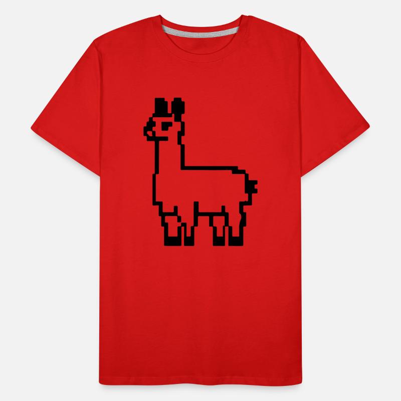 Pixel Alpaka Lama Pixel Kunst Geschenkidee Männer Premium Bio T-Shirt