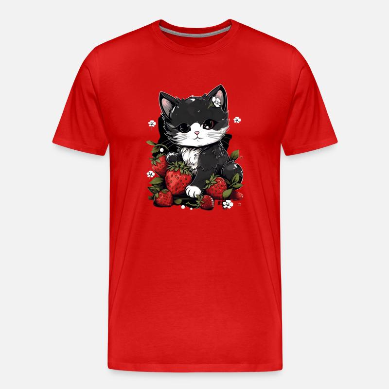 Katze Ragamuffin Erdbeere Geschenk - Männer Premium Bio T-Shirt - Rot