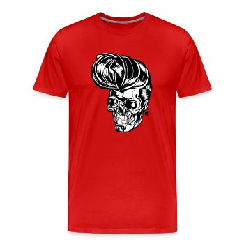 Rockabilly Skull - Men's Premium Organic T-Shirt - red - Front - Damien (186cm)
