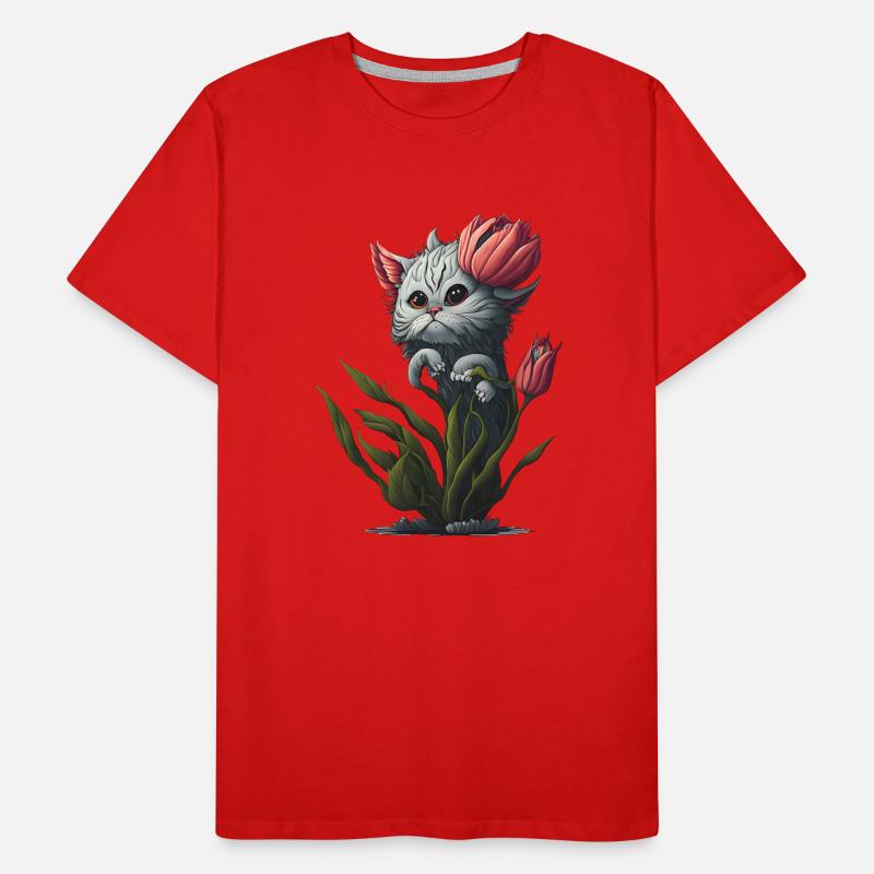 Chat extraterrestre fleur T-shirt bio Premium Homme