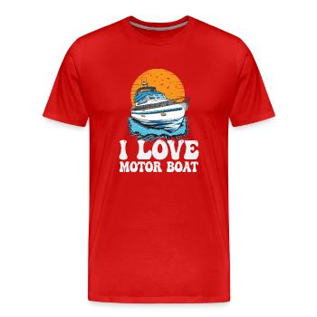 I Love Motor Boat Parade Motorboating Quote - Men's Premium Organic T-Shirt - red - Front - Damien (186cm)