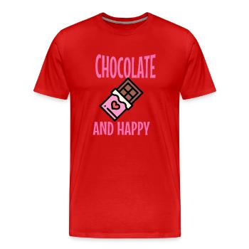 Schokolade und Glück: Eine himmlische Kombination - Männer Premium Bio T-Shirt - Rot - Vorne - Damien (186cm)