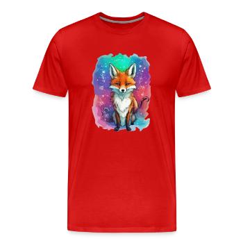 renard, coloré, enfants, noël, flocons de neige - T-shirt bio Premium Homme - rouge - Devant - Damien (186cm)