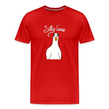 Silly Goose white lettering - Men's Premium Organic T-Shirt - red - Front - Damien (186cm)