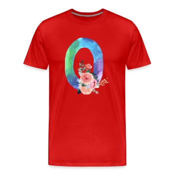 Letter o watercolour - Men's Premium Organic T-Shirt - red - Front - Damien (186cm)