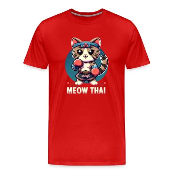 Arts martiaux mixtes Miaou Thaï Muay Thai Cat - T-shirt bio Premium Homme - rouge - Devant - Damien (186cm)