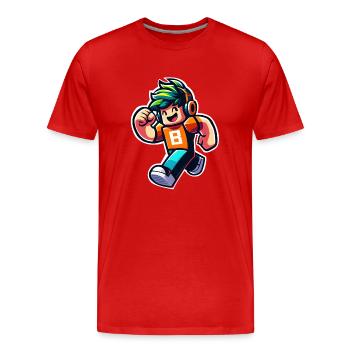Happy gamer - Cool game character with head phones - Men's Premium Organic T-Shirt - red - Front - Damien (186cm)